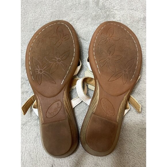 BOC Born Concept White Leather Flower Thong Sandals Flip Flop 6 Boho Farmcore - Picture 9 of 9